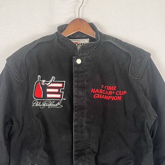 Vintage NASCAR Chase Authentic Dale Earnhardt Black Denim Jacket Mens Medium - Picture 4 of 16